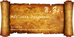 Mácsik Zsigmond névjegykártya